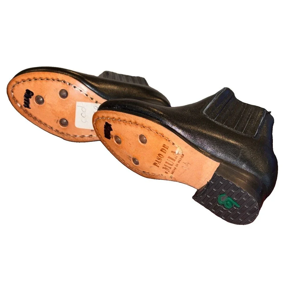 La Barca Paso de Mula Kids Black Leather Botines Charros Size 14 MEX 7C US